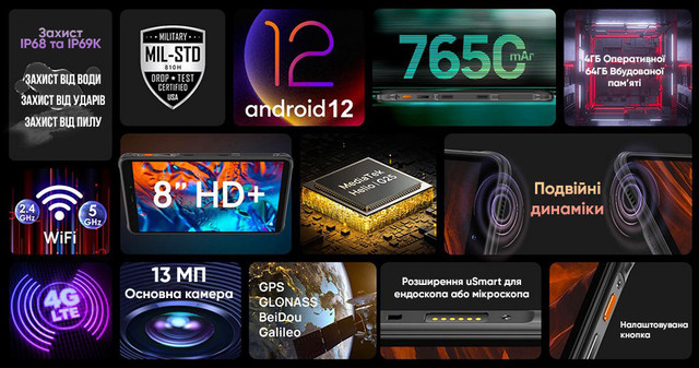 Планшет Ulefone Armor Pad 4/64Gb Black LTE UA UCRF Гарантия 12 месяцев