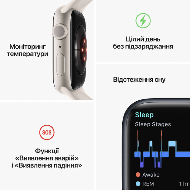 Apple Watch Series 8 41mm GPS Midnight Aluminium Case Midnight Sp/B MNU83LL/A A2770 Global